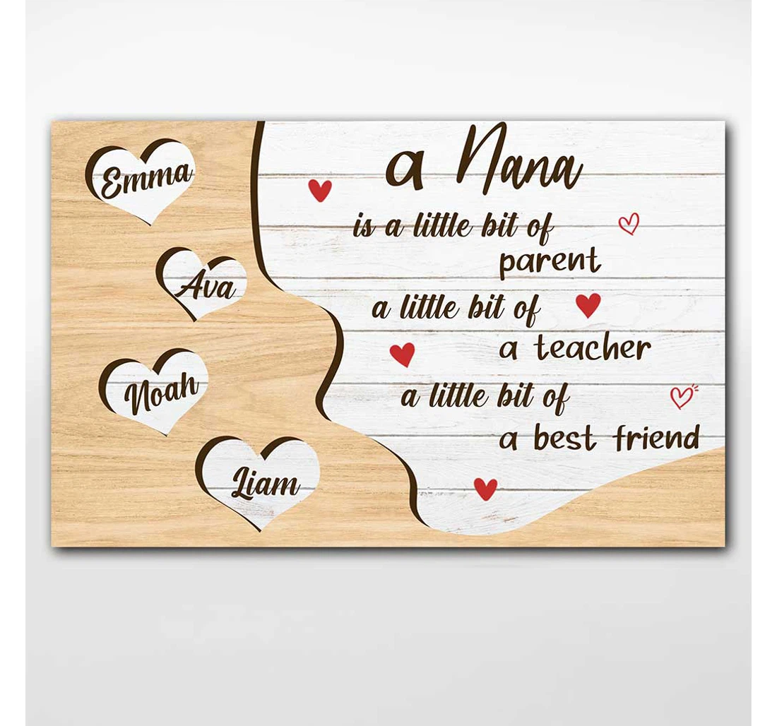 Poster, Canvas - A Little Bit Of A Best Friend Personalized Grandma Print Framed Wall Art