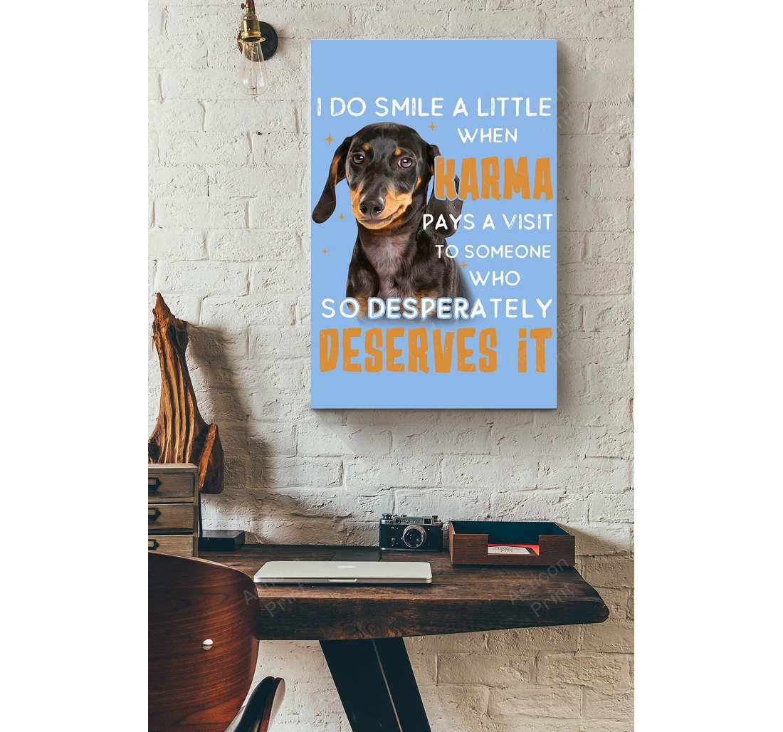 Personalized Poster, Canvas - Dachshund Smiles A Little You Print Framed Wall Art
