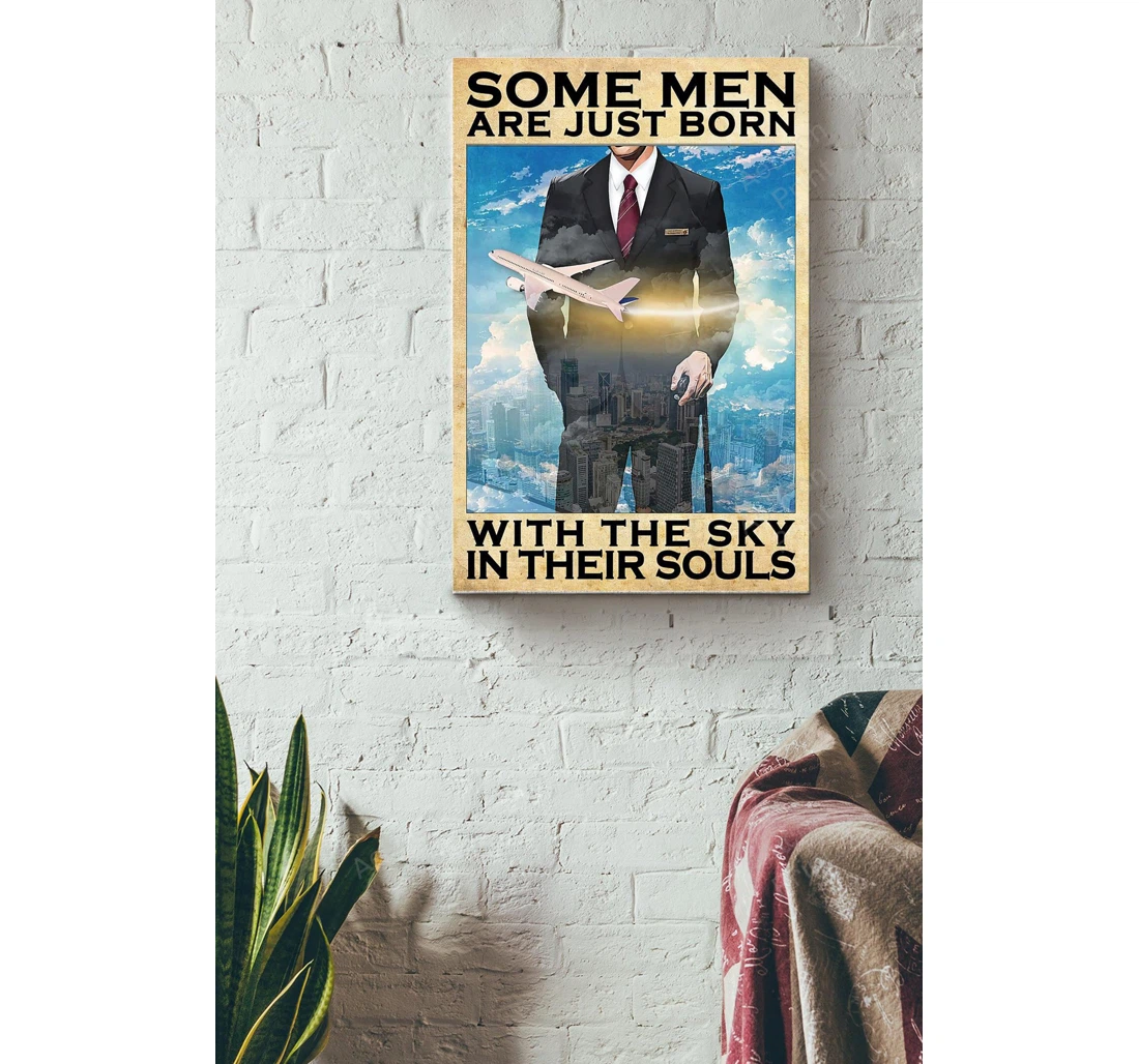 Personalized Poster, Canvas - Flight Attendant Some Are Born With The Sky Print Framed Wall Art