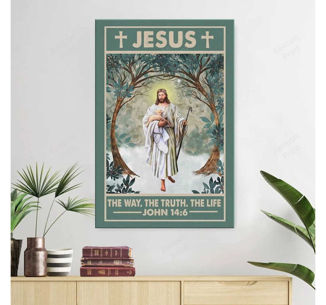 Personalized Poster, Canvas - John 14 6 Jesus The Way The Truth The Life Gallery Print Framed Wall Art