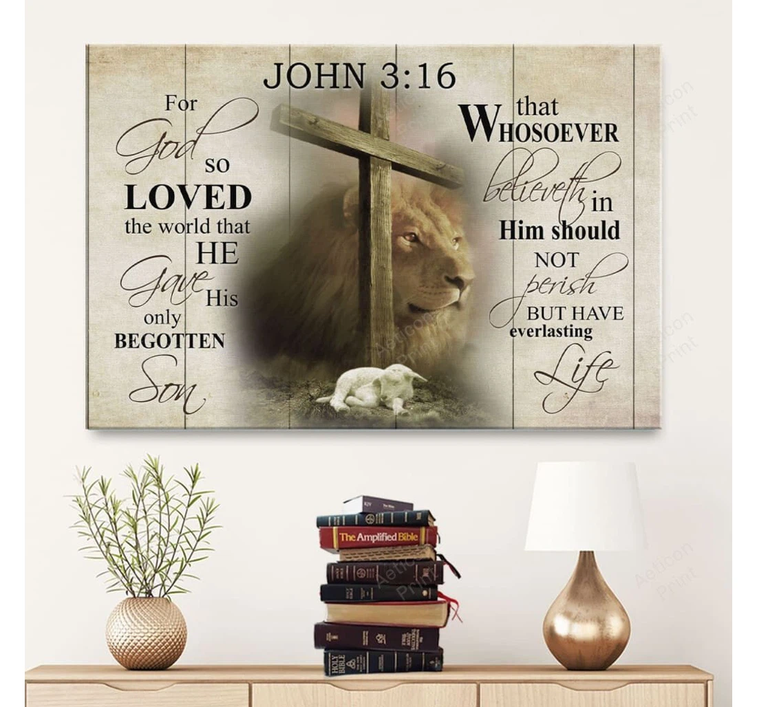 Personalized Poster, Canvas - John 3 16 God So Loved The World John 3 16 Kjv Print Framed Wall Art