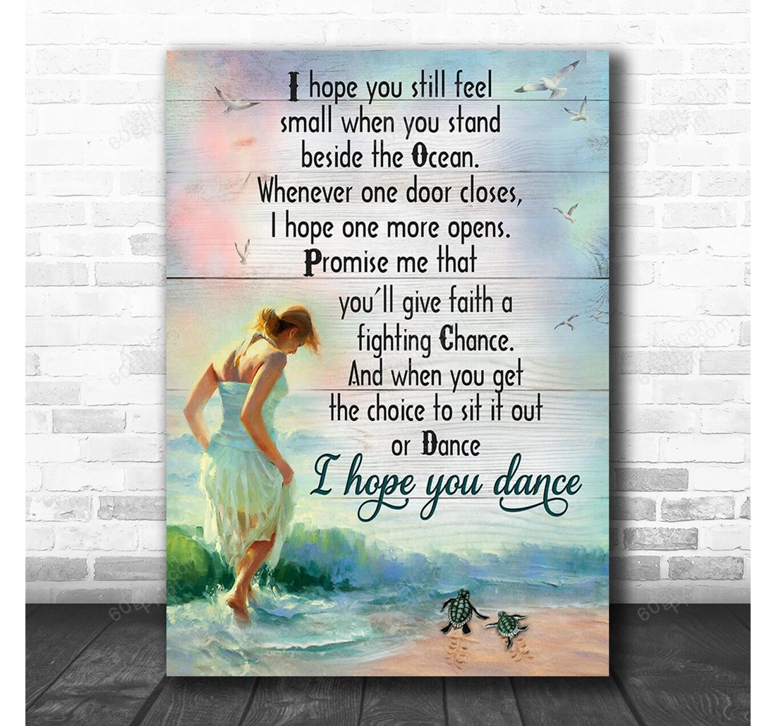 Personalized Poster, Canvas - I Hope Turtle Coastal Print Framed Wall Art