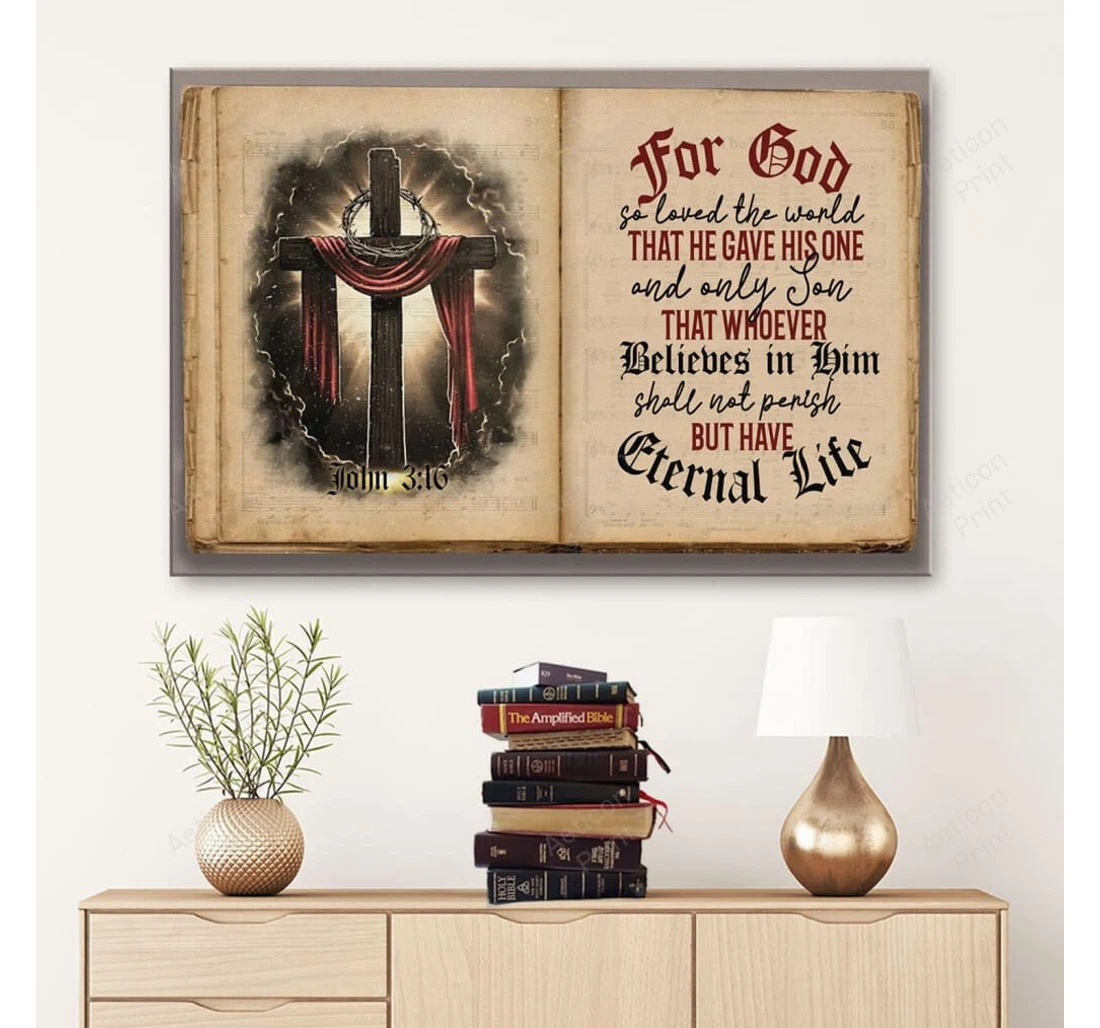 Personalized Poster, Canvas - John 3 16 Niv Gallery Print Framed Wall Art