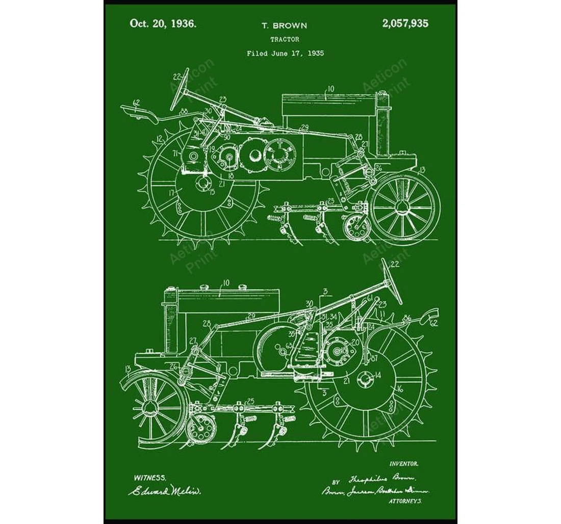 Personalized Poster, Canvas - Johndeere Single John Deere Patent 00967 Print Framed Wall Art