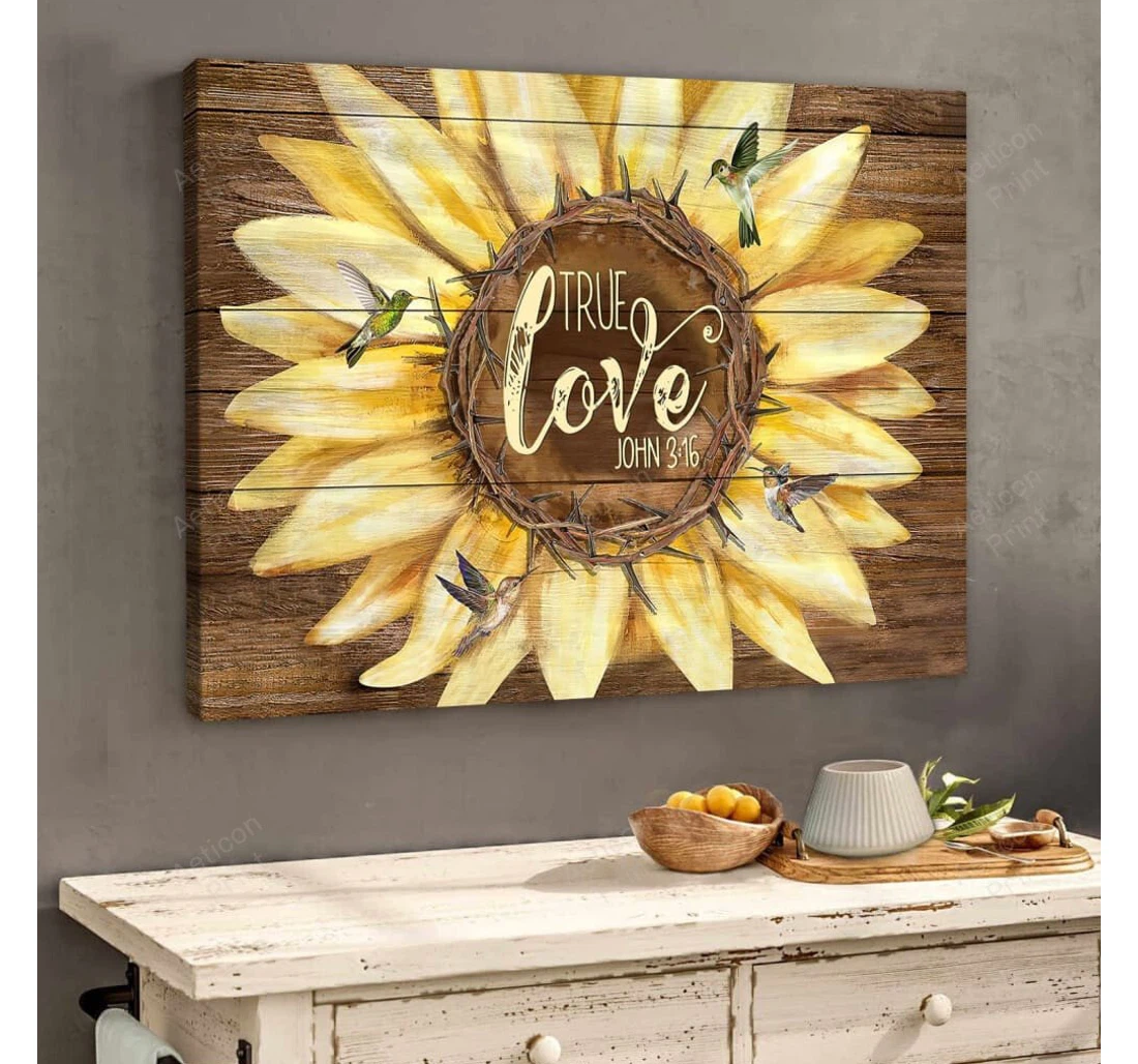 Personalized Poster, Canvas - True Love John 3 16 Gallery Canvas Print Framed Wall Art