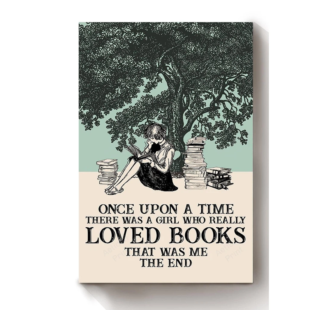 Personalized Poster, Canvas - Once Upon A Time Girl Loved Books Books Lover Librarian Book Nerd Print Framed Wall Art