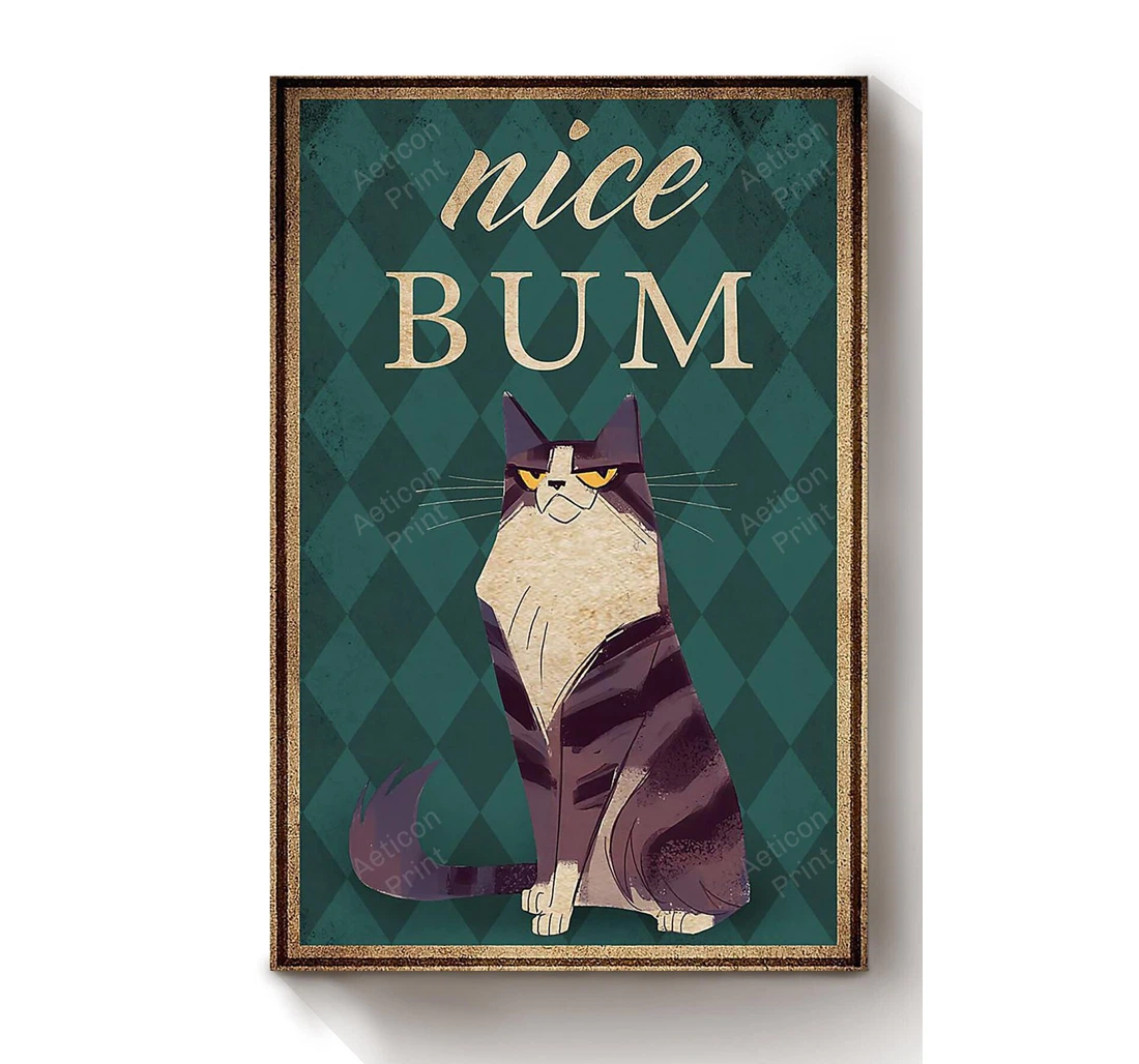 Personalized Poster, Canvas - Funny Cat Nice Bum Vintage Cat Lover Print Framed Wall Art