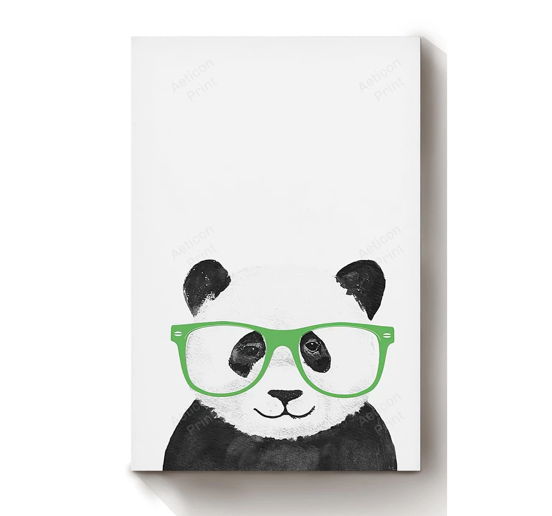 Personalized Poster, Canvas - Cute Panda Wearing Glasses Chinese Panda Portrait Print Framed Wall Art