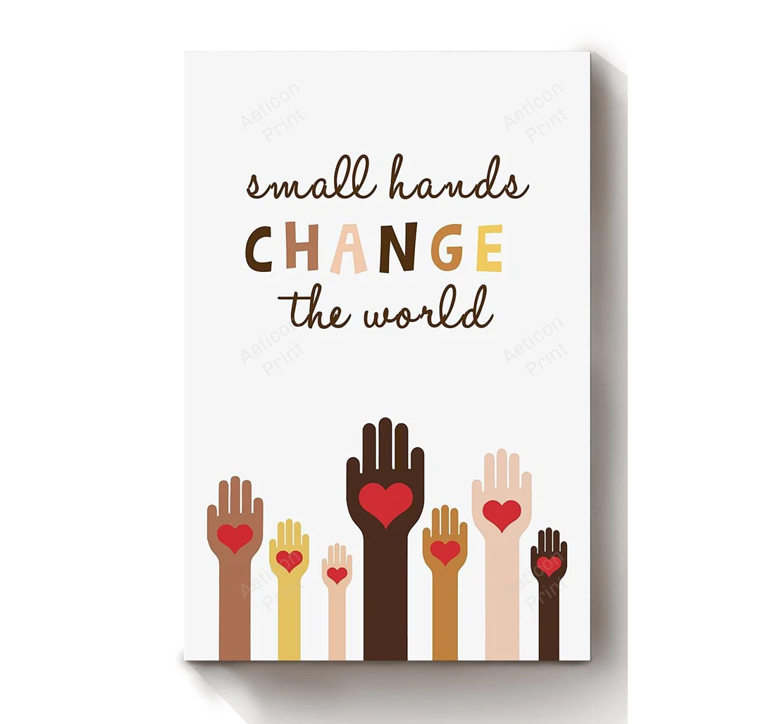 Personalized Poster, Canvas - Hands Change The World Humanity Print Framed Wall Art