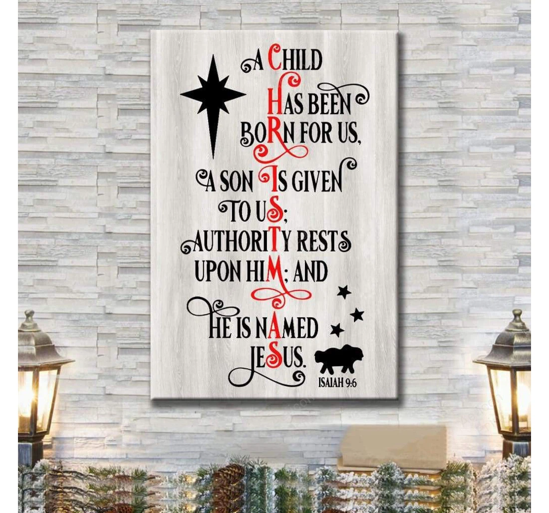 Personalized Poster, Canvas - A Child Has Been Born Us Gallery Canvas Christian Print Framed Wall Art