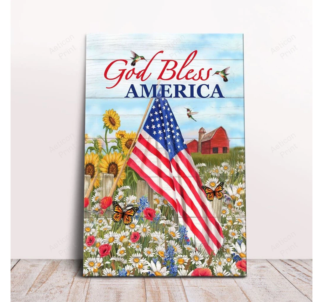 Personalized Poster, Canvas - Christian Gallery God Bless America Print Framed Wall Art