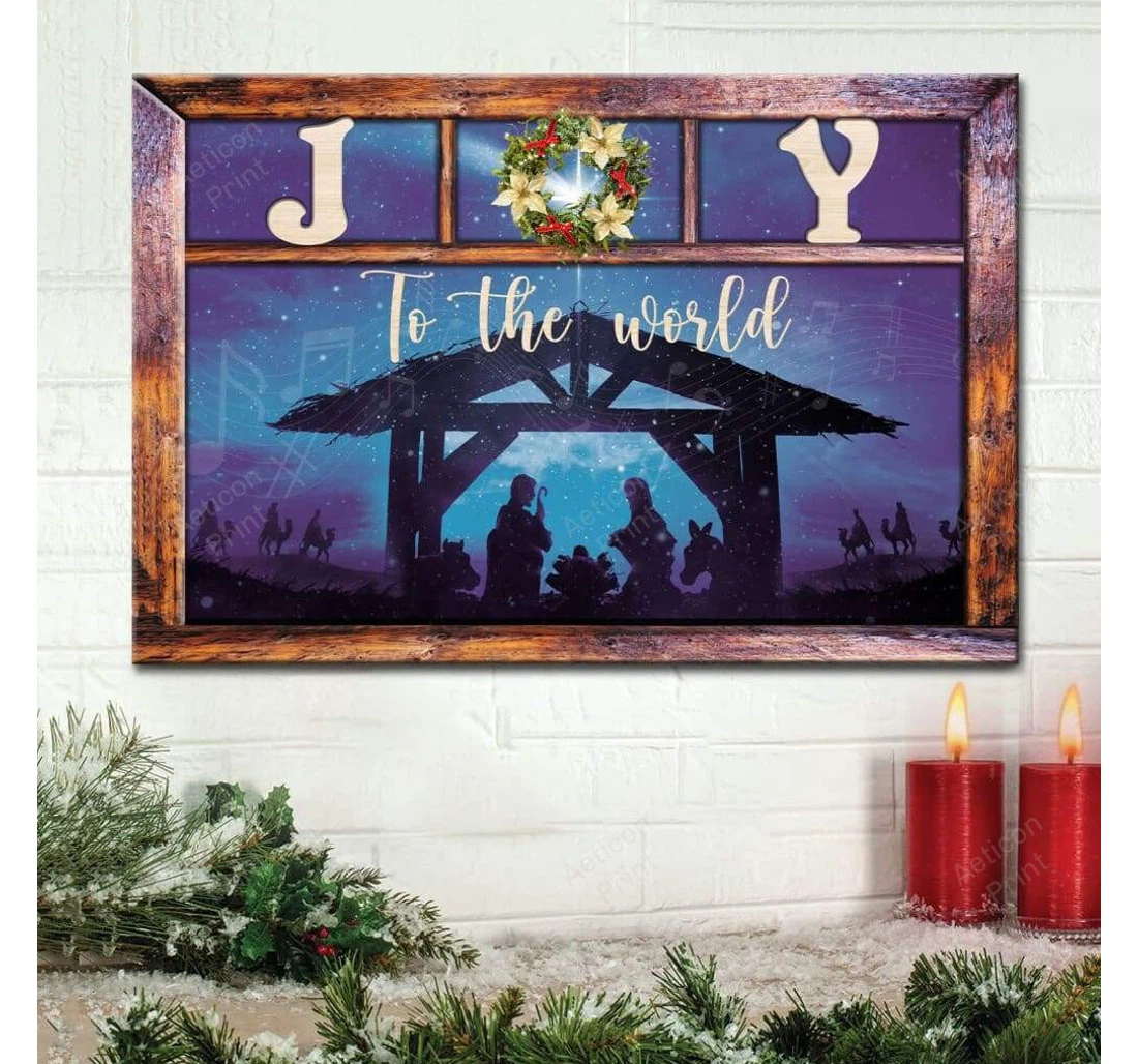 Personalized Poster, Canvas - Joy To The World Jesus Born Gallery Canvas Print Framed Wall Art