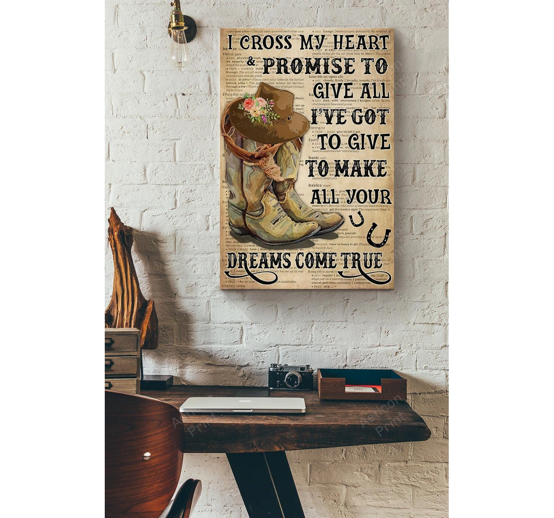 Personalized Poster, Canvas - Country Girl Make All Your Dreams Come True Print Framed Wall Art
