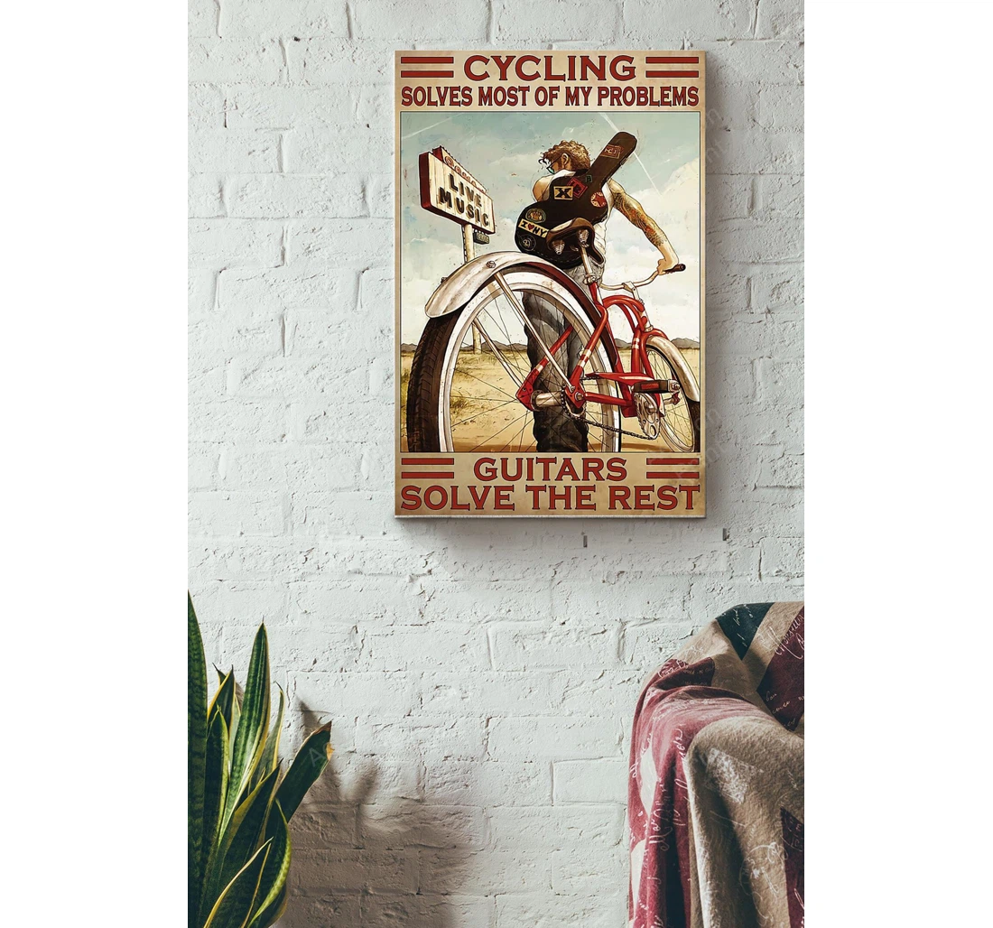 Personalized Poster, Canvas - Cycling Solves Most Of My Problems Print Framed Wall Art