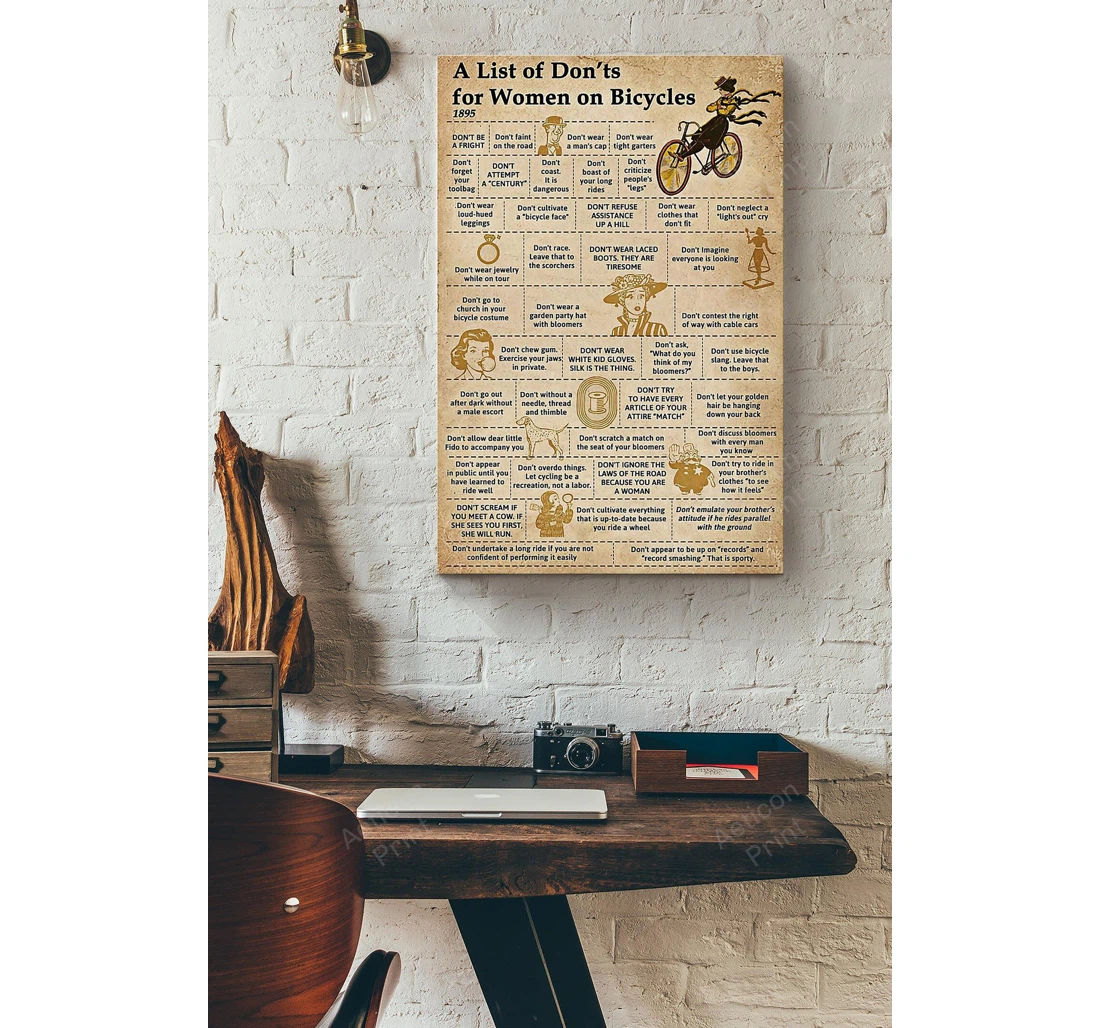 Personalized Poster, Canvas - Cycling A List Of Donts Print Framed Wall Art
