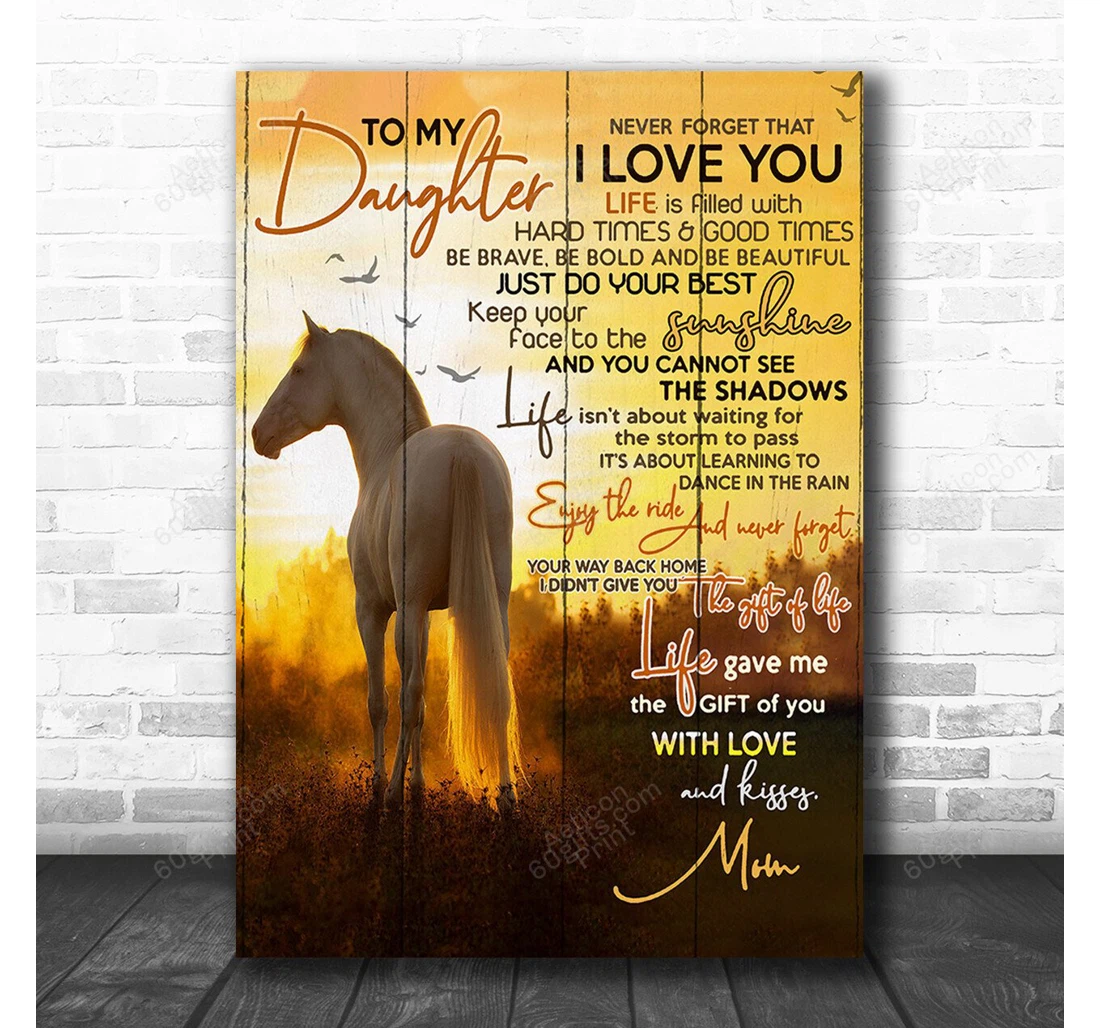 Personalized Poster, Canvas - To My Daughter You Are My Sunshine Horse Print Framed Wall Art