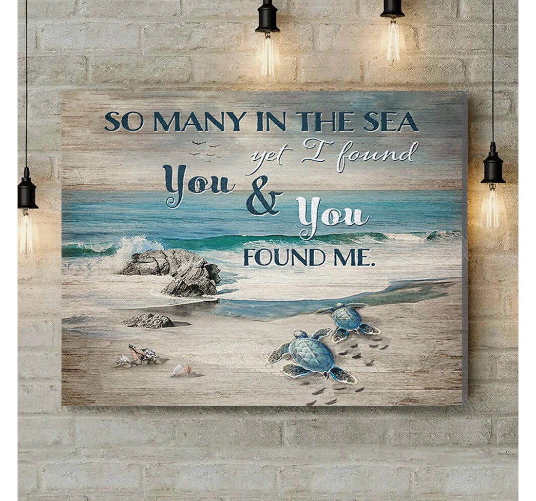Personalized Poster, Canvas - I Found You And You Found Me Turtle Coastal Print Framed Wall Art