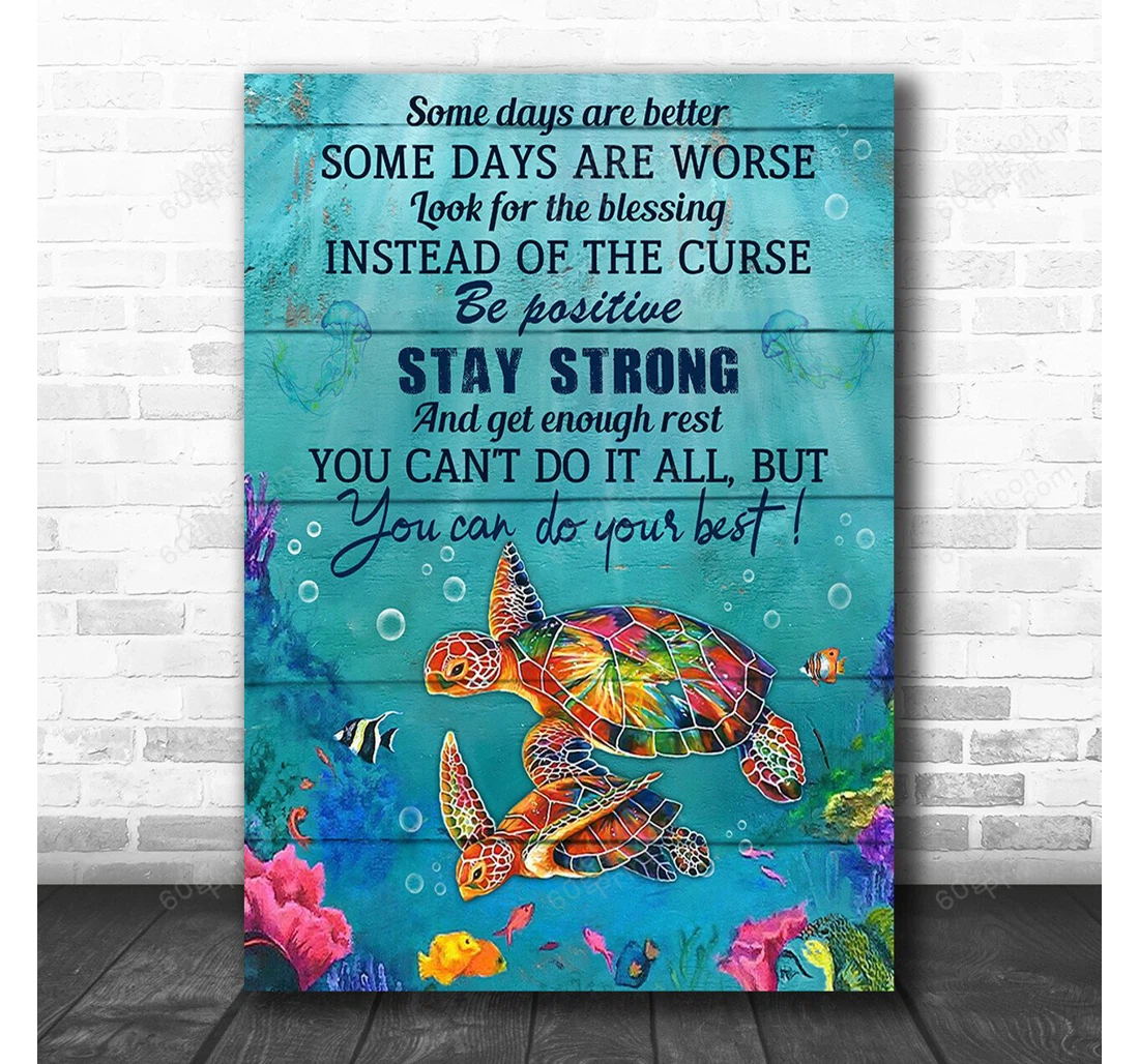 Personalized Poster, Canvas - Some Days Are Better Turtle Coastal Print Framed Wall Art