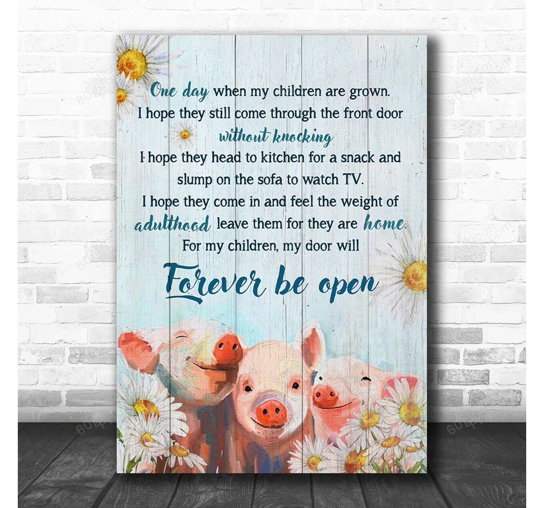 Personalized Poster, Canvas - One Day Pig Print Framed Wall Art