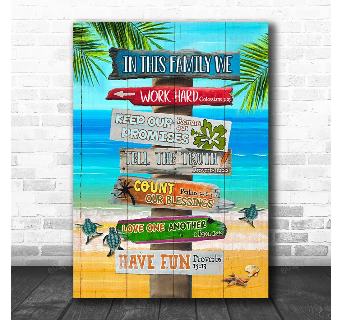Personalized Poster, Canvas - In This Turtle Coastal Print Framed Wall Art