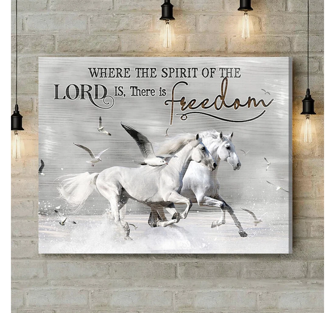 Personalized Poster, Canvas - There Is Freedom Horse Print Framed Wall Art