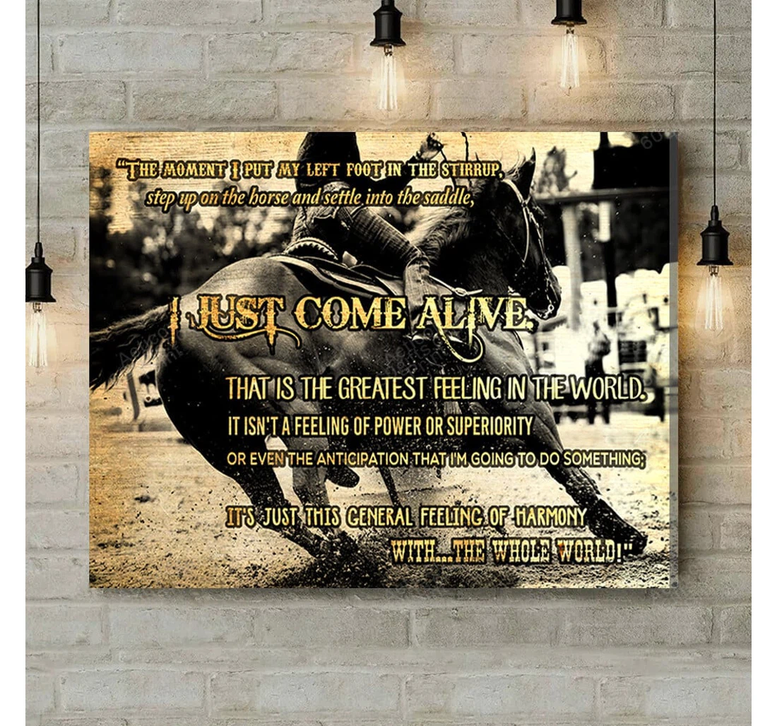 Personalized Poster, Canvas - I Just Come Alive Horse Print Framed Wall Art