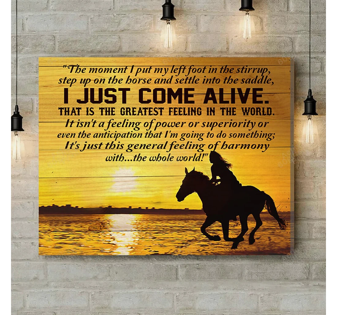 Personalized Poster, Canvas - I Just Come Alive Horse Print Framed Wall Art