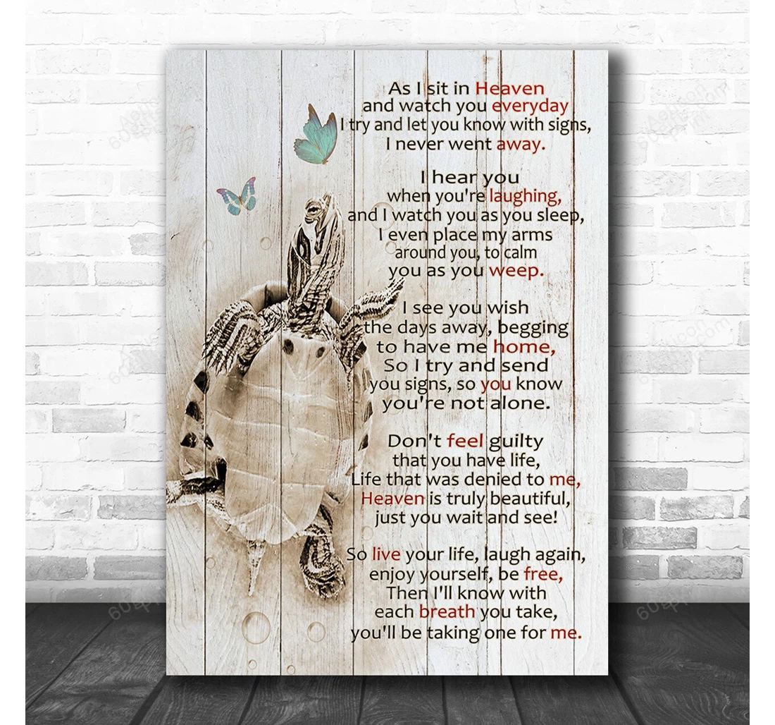 Personalized Poster, Canvas - As I Sit In Heaven Turtle Coastal Print Framed Wall Art