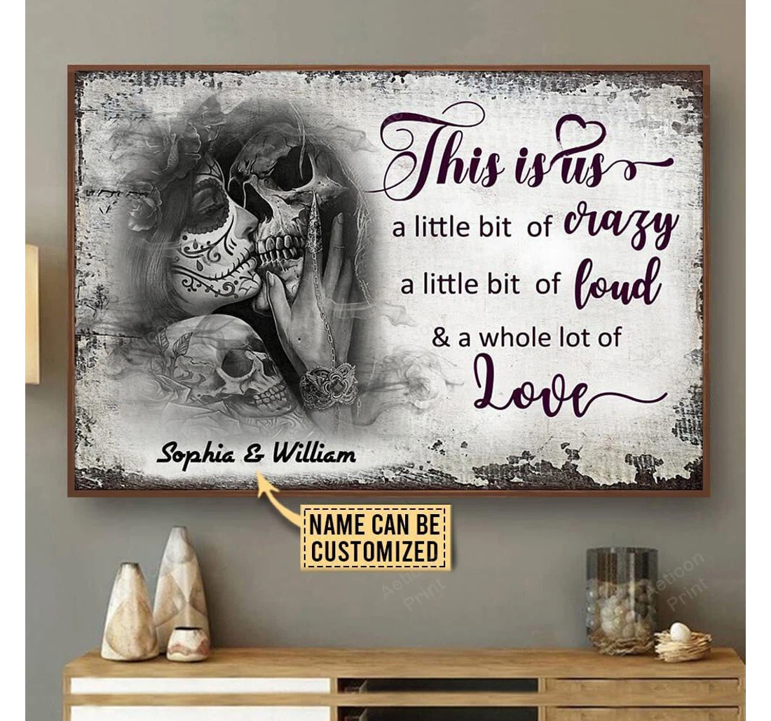 Poster, Canvas - Personalized Skeleton Sketch A Little Bit Print Framed Wall Art
