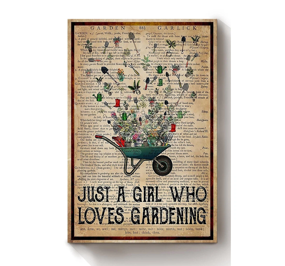 Personalized Poster, Canvas - Just A Girl Who Loves Gardening Print Framed Wall Art