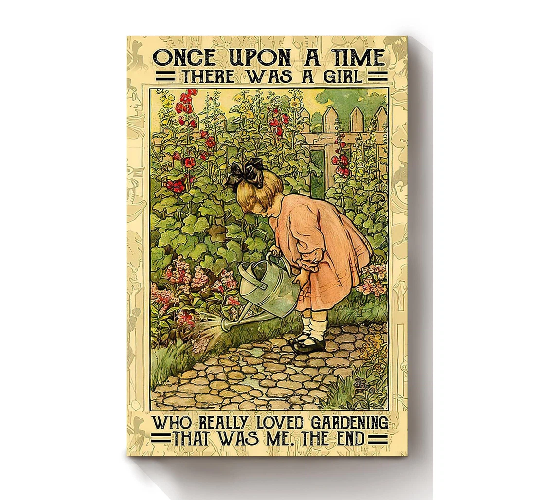 Personalized Poster, Canvas - Once Upon A Time Girl Loved Gardening Gardener Gardening Plant Lover Plant Lady Print Framed Wall Art