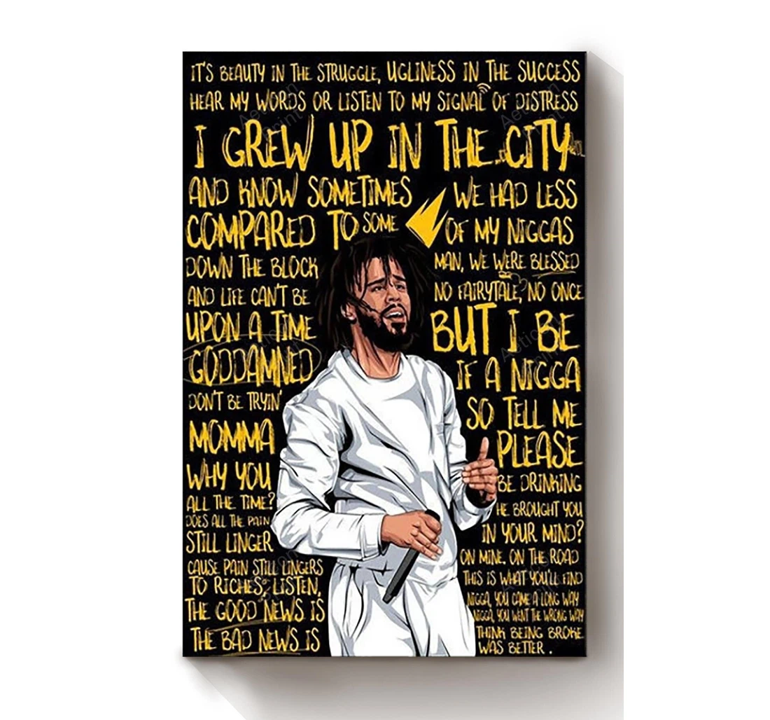 Personalized Poster, Canvas - J Cole Love Yourz Print Framed Wall Art