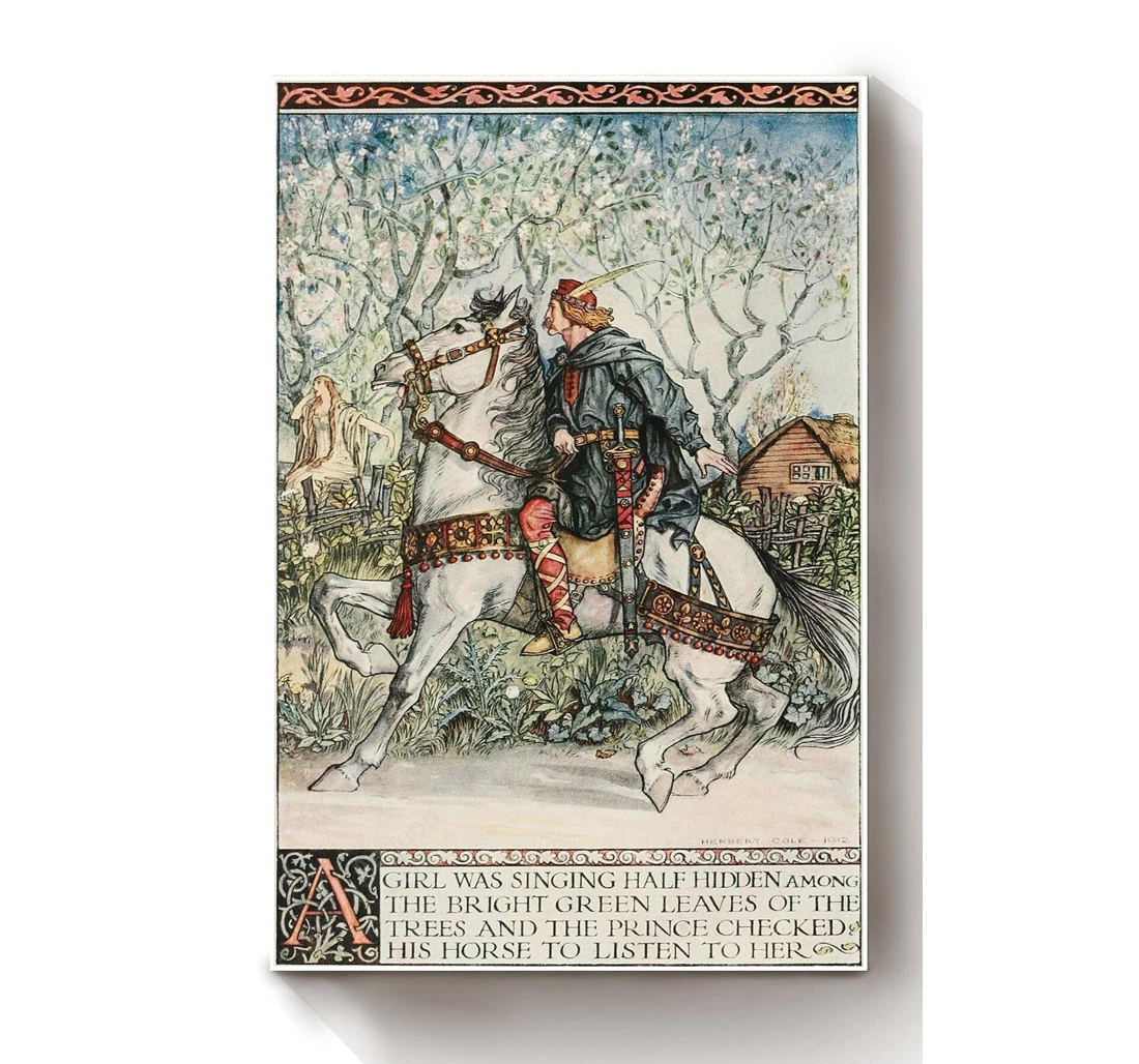 Personalized Poster, Canvas - Child's Book Of Warriors Fairy Tales Illustrations By Herbert Cole 01 Print Framed Wall Art