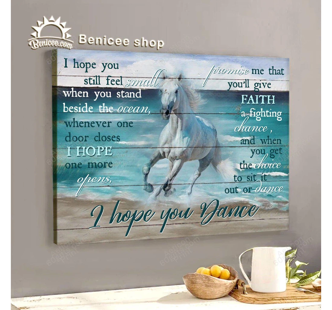 Personalized Poster, Canvas - I Hope You Dance Horse Coastal Print Framed Wall Art