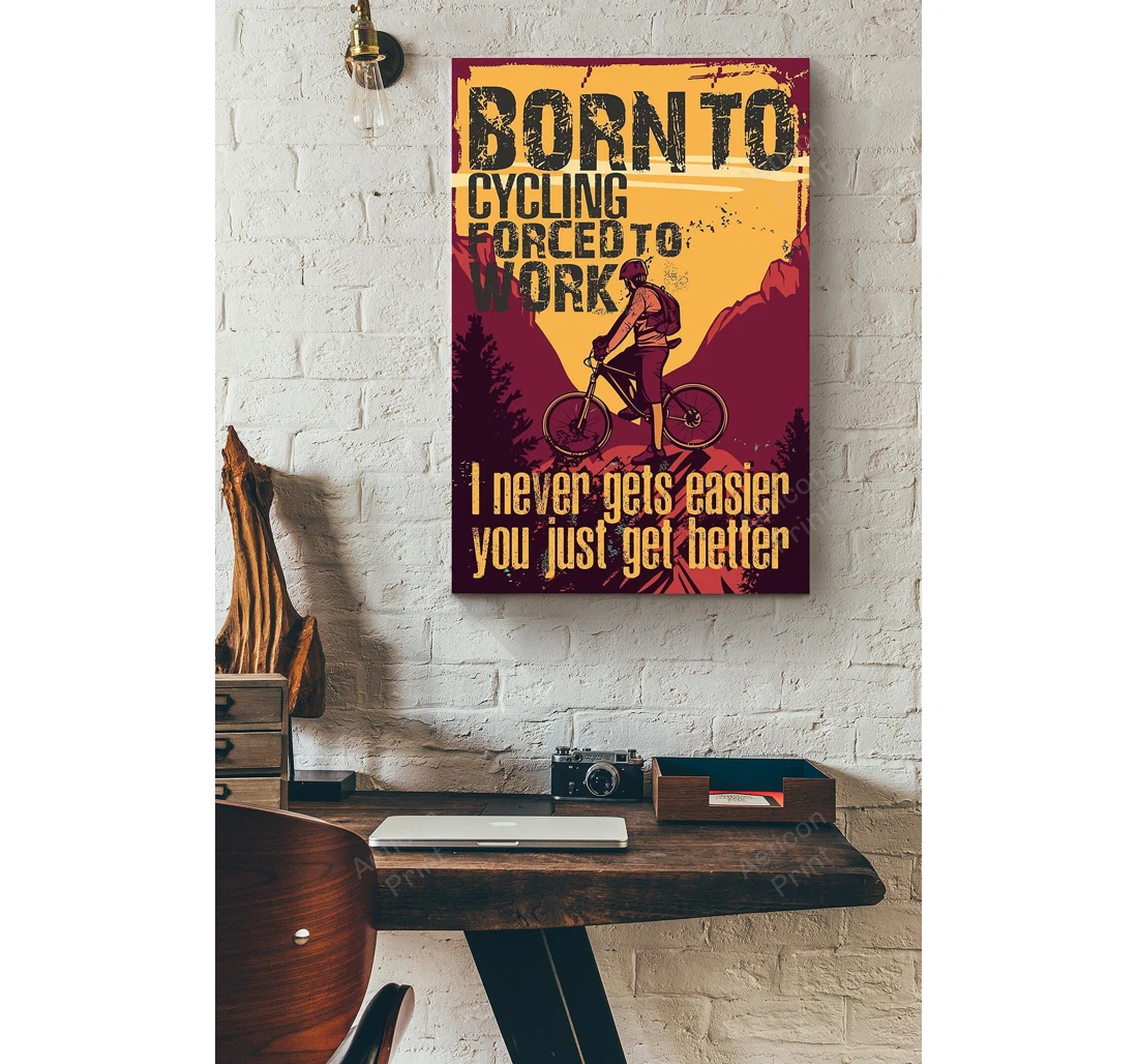 Personalized Poster, Canvas - Born To Cycling Print Framed Wall Art