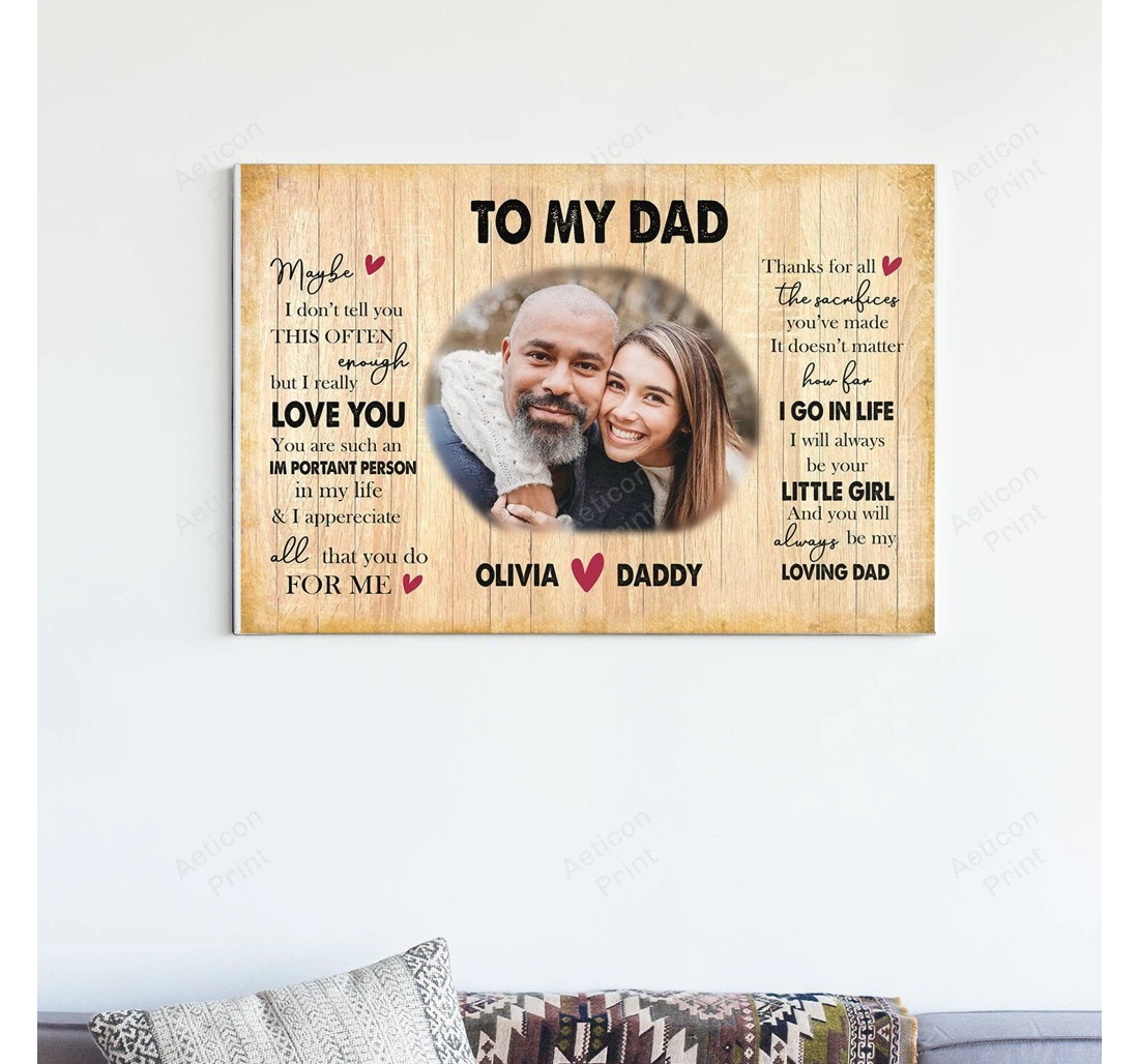 Poster, Canvas - To My Dad Always Be Your Little Girl Custom Dad From Daughter Print Framed Wall Art