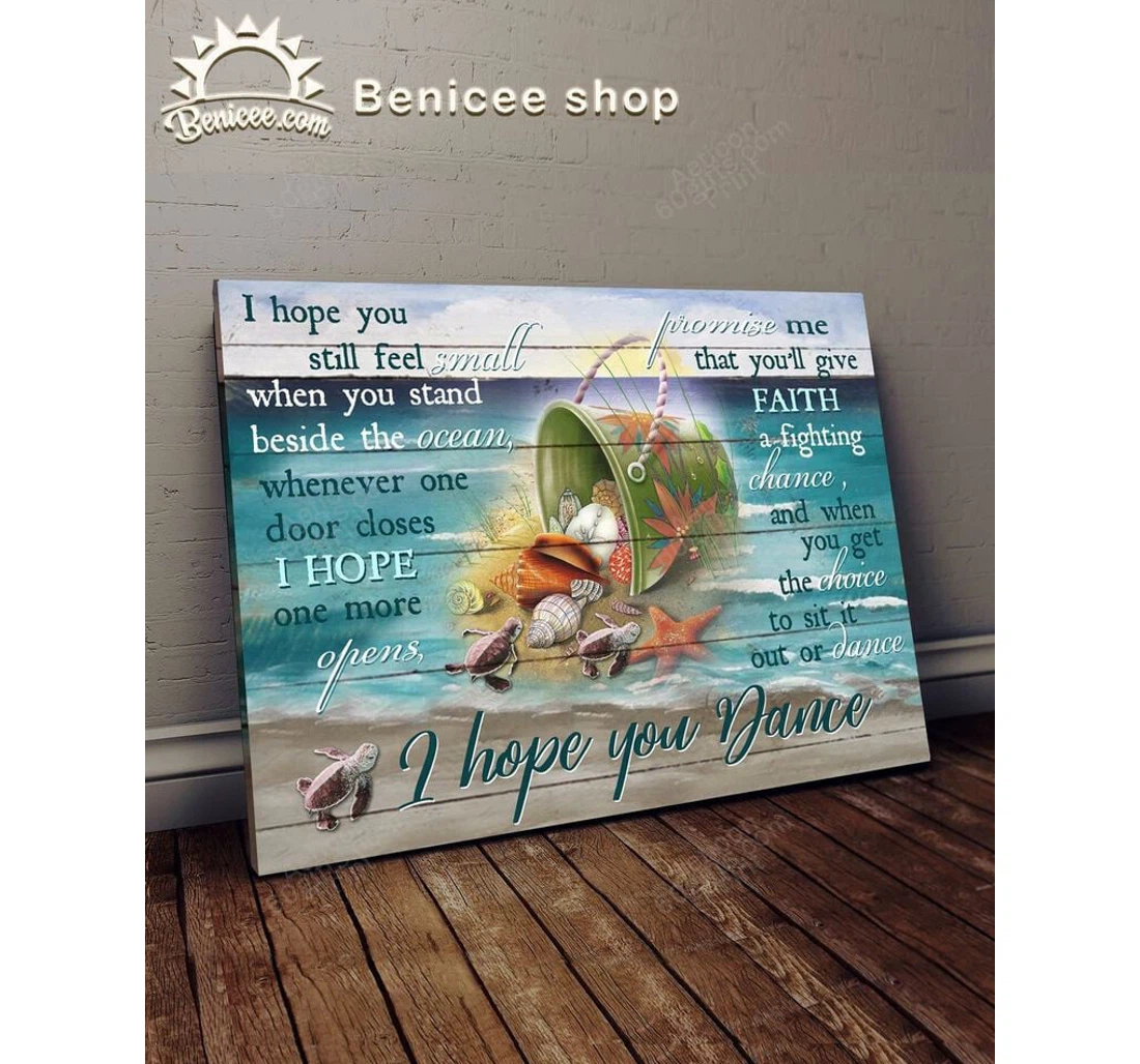 Personalized Poster, Canvas - I Hope You Dance Turtle Coastal Print Framed Wall Art