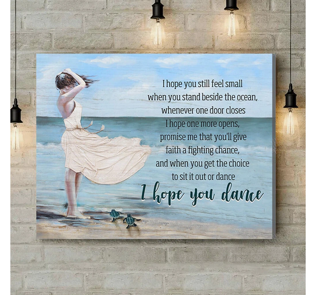 Personalized Poster, Canvas - I Hope You Dance Turtle Coastal Print Framed Wall Art