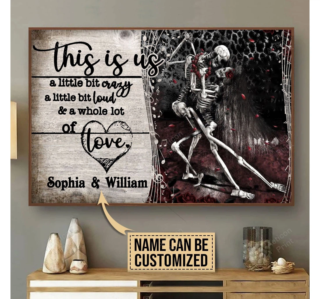 Poster, Canvas - Personalized Dancing Skeleton A Little Bit Of Print Framed Wall Art