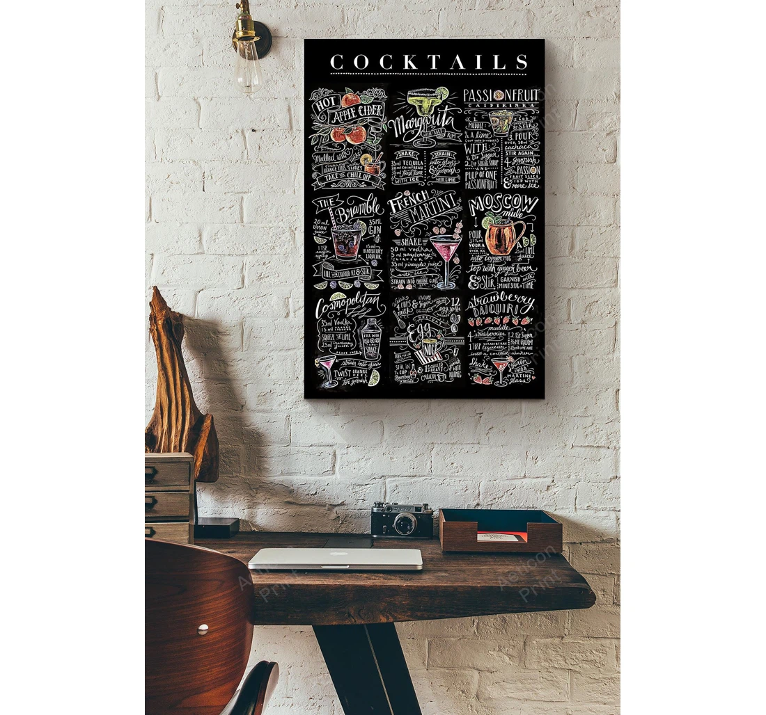 Personalized Poster, Canvas - Bartender Cocktails Print Framed Wall Art