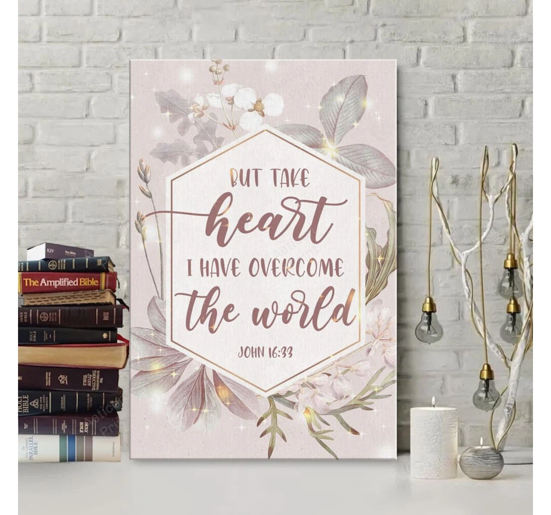 Personalized Poster, Canvas - But Take Heart I Have Overcome The World John 16 33 Gallery Print Framed Wall Art
