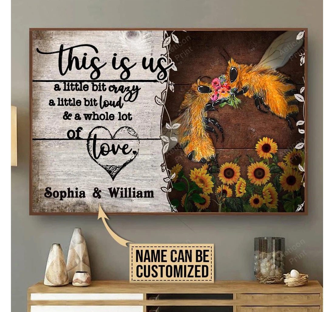 Poster, Canvas - Personalized Bee Color A Little Bit Of Print Framed Wall Art