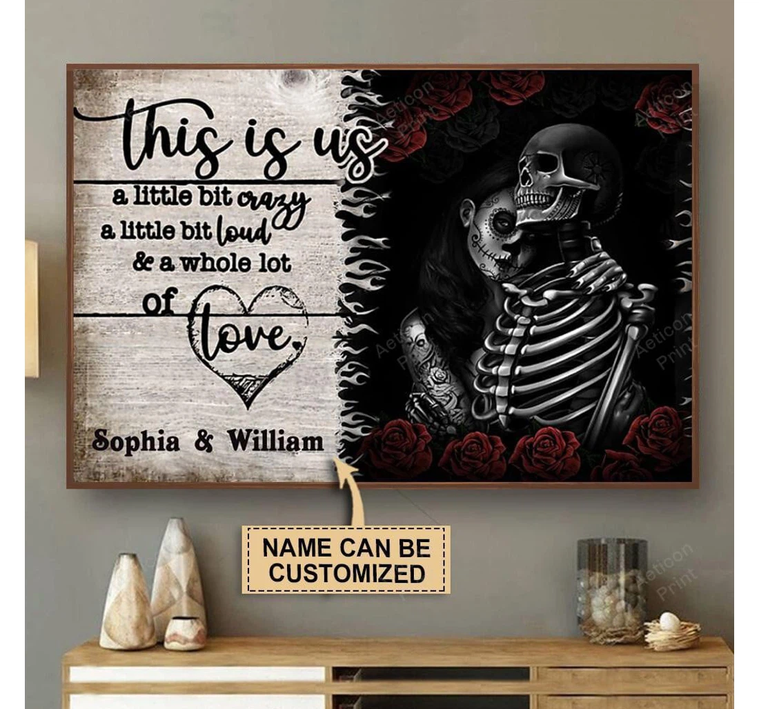Poster, Canvas - Personalized Skeleton A Little Bit Of Print Framed Wall Art