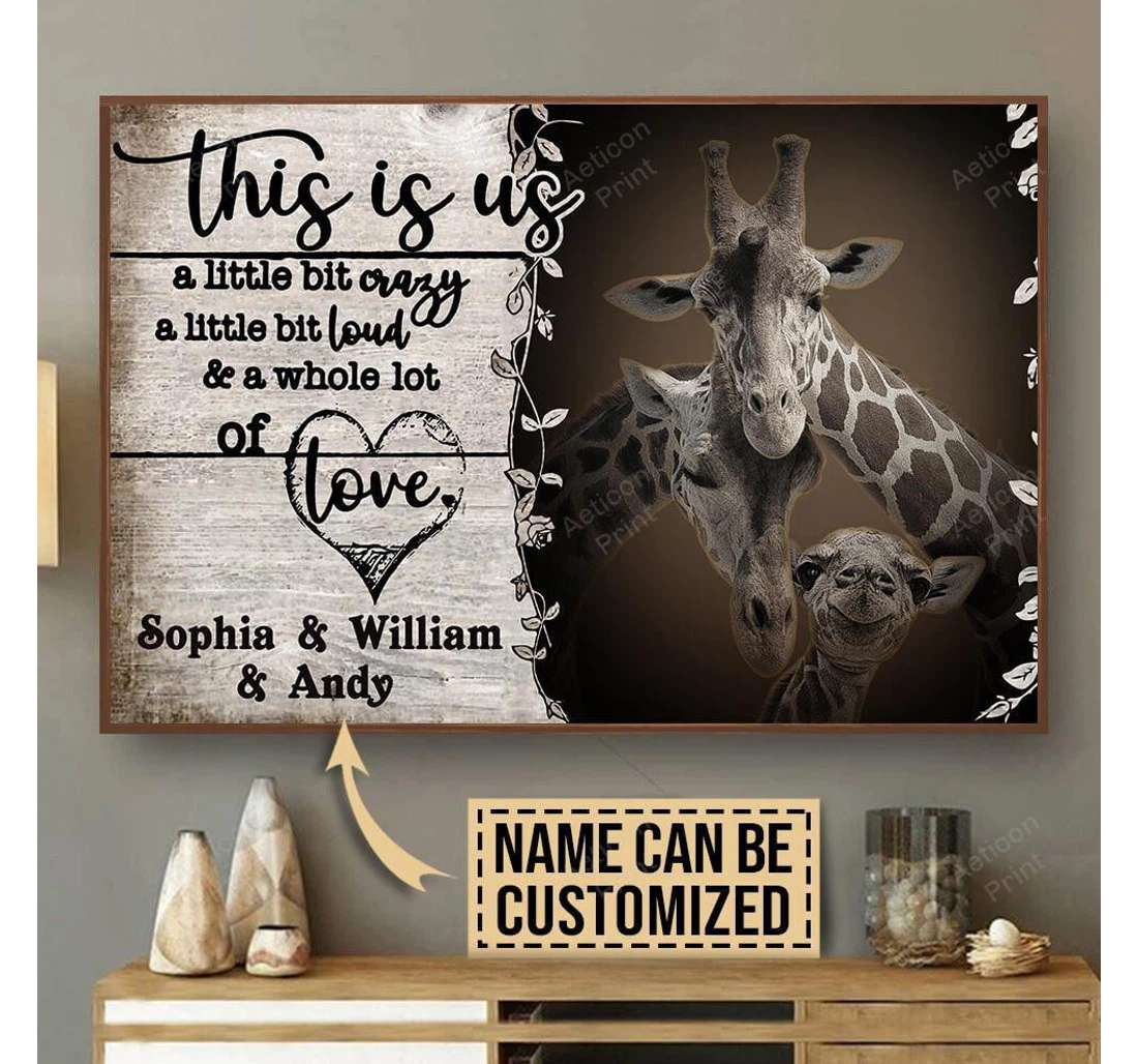 Poster, Canvas - Personalized Giraffe A Little Bit Of Print Framed Wall Art