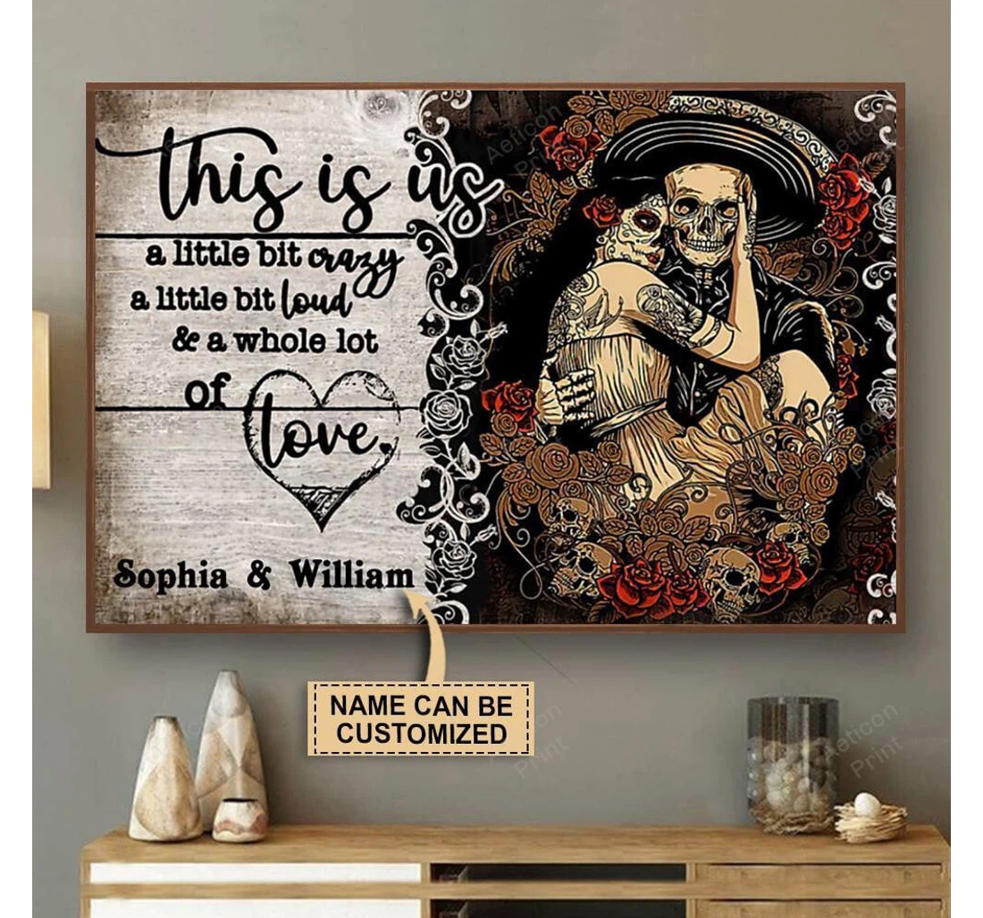 Poster, Canvas - Personalized Skeleton Mexican A Little Bit Print Framed Wall Art