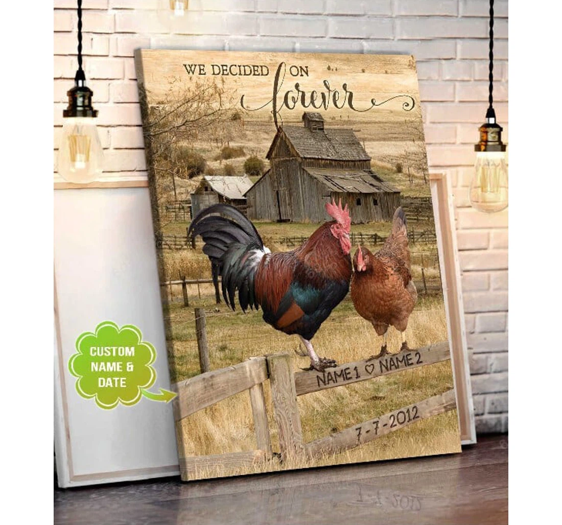 Poster, Canvas - Personalized Name Valentine's Day We Decided On Wedding Present Customized Chicken Print Framed Wall Art