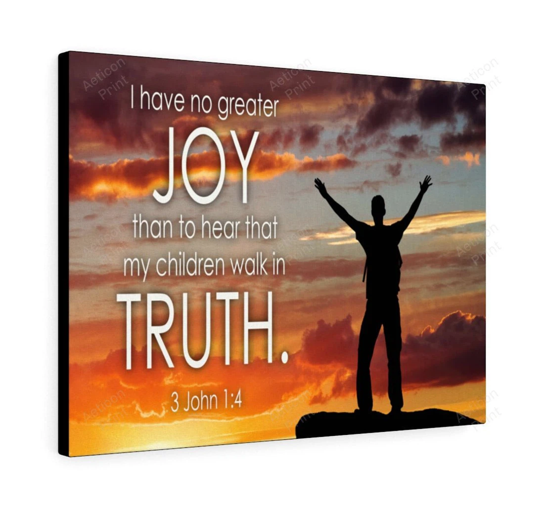 Personalized Poster, Canvas - Bible Verse Joy And Truth 1 John 4 21 Christian Scripture Print Framed Wall Art
