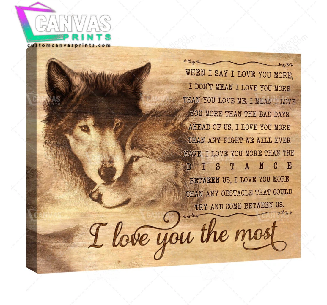 Poster, Canvas - Personalized Name Valentine's Day Love Quotes Wedding Present Customized Wolf Print Framed Wall Art