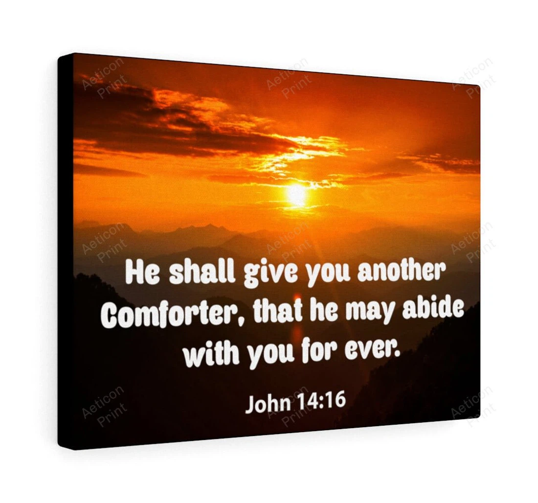 Personalized Poster, Canvas - Bible Verse Comforter John 14 16 Christian Scripture Print Framed Wall Art