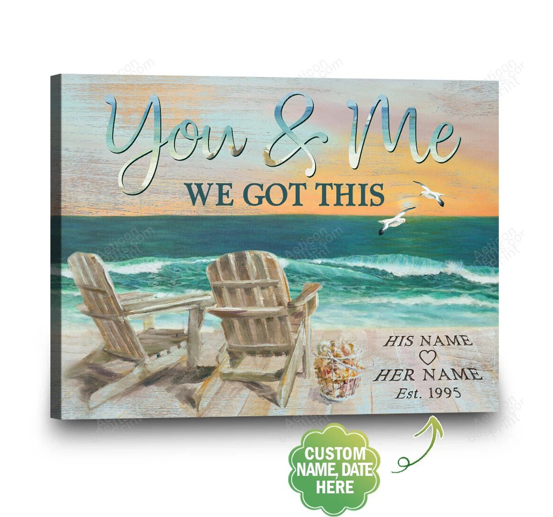 Poster, Canvas - Personalized Name Valentine's Day We Got This Wedding Present Customized Beach Print Framed Wall Art